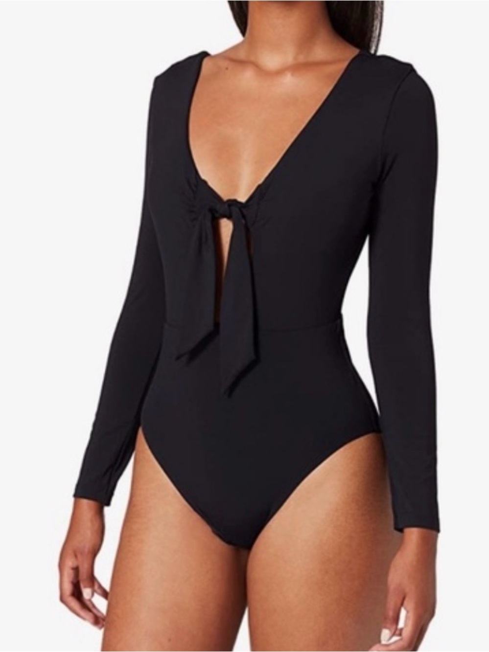 Seafolly‎ Gorgeous Black Long Sleeve Tie-Front One-Piece Swimsuit!